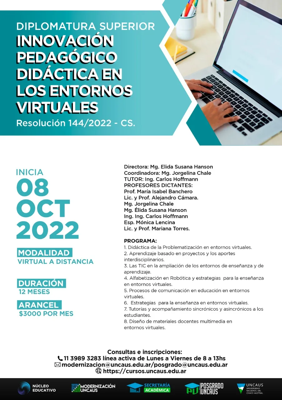 DIPLOMATURA SUPERIOR: INNOVACIÓN PEDAGÓGICO DIDÁCTICA EN LOS ENTORNOS VIRTUALES